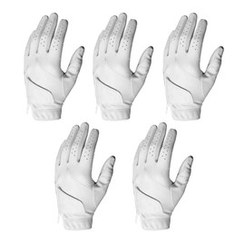 Scratch Cabretta Leather Ladies Golf Gloves (5 Pack) Logo Free, Durable & Supersoft, Small Medium Large X-Large (Small)