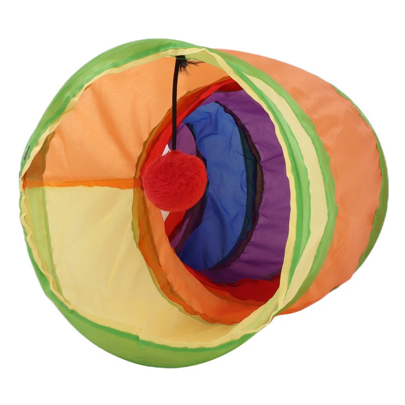 Pet Tunnel Iridescent Foldable Cat STunnel with Interactive Ball and