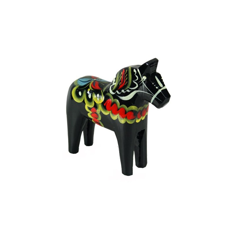 ScandinavianShoppe Swedish Wooden Dala Horse - Black - 6"