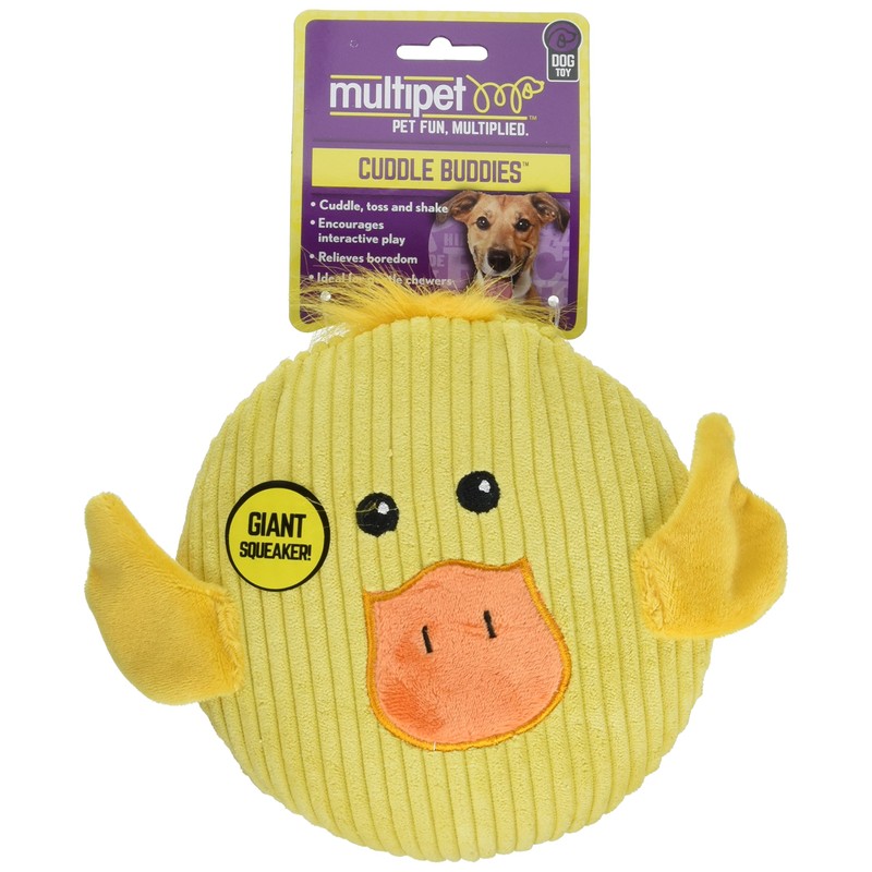 Multipet 43205-1 Sub-Woofer Squeaking Duck Toy, 7", Yellow
