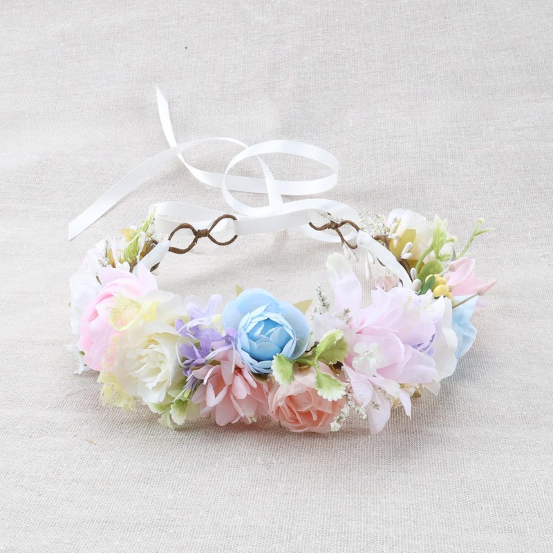 PoshMyra Easter Bunny Flower Crown Spring Floral Headpiece Pink Purple