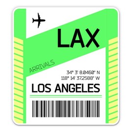 Squiddy Los Angeles Airport Code LAX Luggage Tag Style - Vinyl Sticker Decal for Phone, Laptop, Water Bottle (3" high)