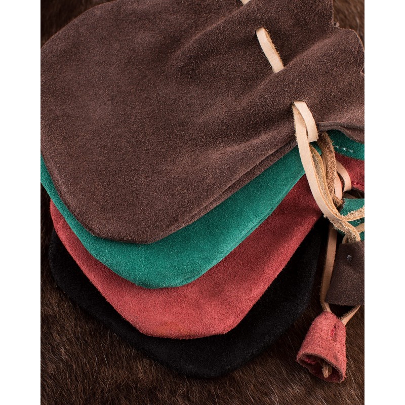 Battle-Merchant Leather Bag Money Cat Purse Made of Suede Viking