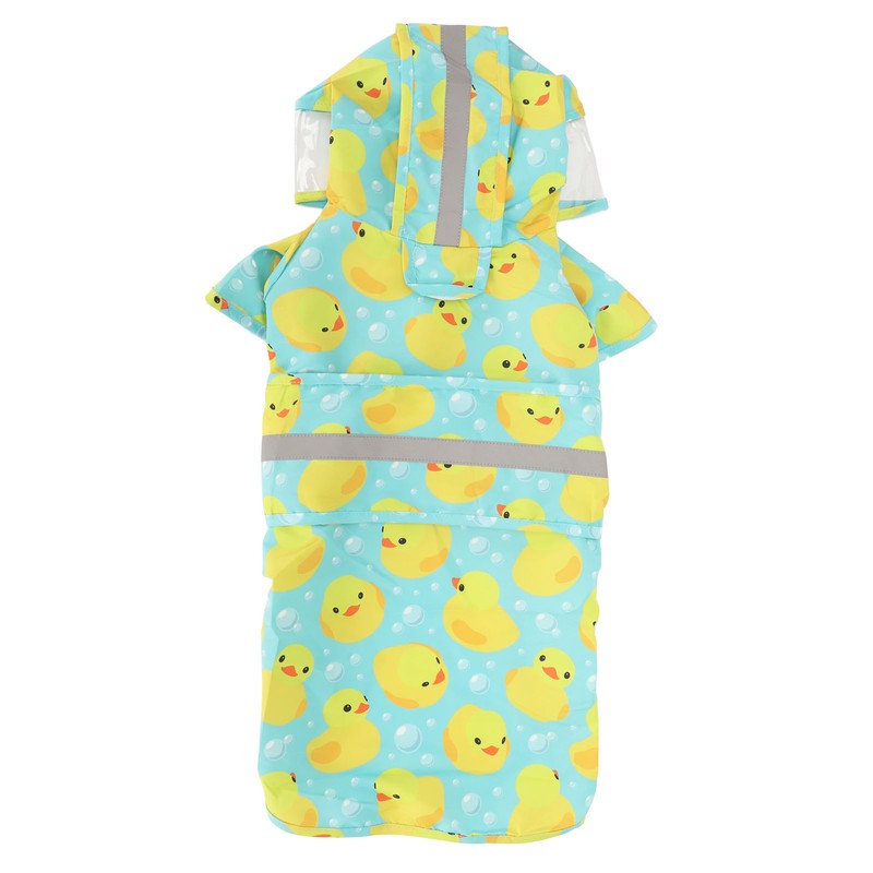 Pet Rain Jacket Duckling Pattern Waterproof Reflective Adjustable 4 Legs