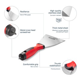 COMENSAL® Screw Handle Spatula 150 mm - Plaster Tools - Professional Rustproof Drywall Spatula - Ergonomically Shaped - Made in EU
