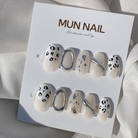 MunNail White Leopard Skin Highly Recommended - Square / MunNail 화이트호피강력추천 - 스퀘어
