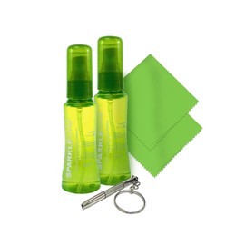 OPTIPAK Sparkle Vivid Anti-Reflective Lens Cleaner & Repair Kit – (2) 2oz Glasses Cleaner Spray, (2) Microfiber Cloths & Keychain Screwdriver for Eyeglasses, Sunglasses, Lenses & Screens (5-Piece Set)