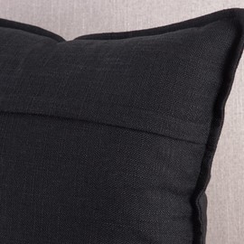 Madizz Set of 2 Linen Cushion Covers 24x24 inch, 60x60 cm, Black Soft Decorative Throw Pillow Cases for Sofa Bedroom Pillow Shell