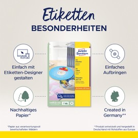 Avery Zweckform L6043 25 A4 Pack of 50 CD Labels Diameter 117 mm 25 Sheets White