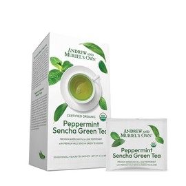 ANDREW LESSMAN Tea - Peppermint Green Tea 60 Sachets - Blend of Certified Organic Sencha Green Tea, Premium Peppermint. Powerful Anti-oxidant EGCG. Mild, Soothing, Refreshing. No Bitter Aftertaste