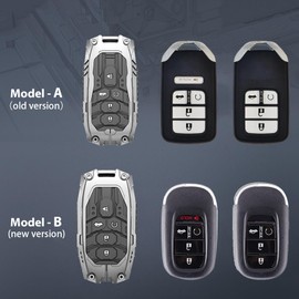 Aoocar Mech Style Heavy Metal Key Fob Cover, Compatible with Honda 2016 2017 2018 2019 2020 2021, Fit for Civic CR-V EX-L Pilot etc, Zinc Alloy Key Case Protector (Model-A,Grey, 1 PCS)