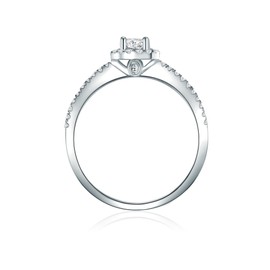 Trilani Women's Engagement Ring Made of 925 Sterling Silver with Zirconia in Brilliant Cut Entourage Ring Proposal Ring in Elegant Leather Case, Silver, Cubic Zirconia