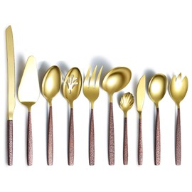 Berglander Set of 30 Pieces of Cutlery with Moon Surface Handle, Shiny Modern Stainless Steel Cutlery Set, Set of Utensils, 6 Place Settings