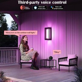 iYogaled LED Outdoor Wall Light Color Changing, 14 Inch Modern RGBCW Wall Sconce, 22W 1800LM Exterior Light Fixture, Smart Porch Lights Tuya App Control, ETL Certified