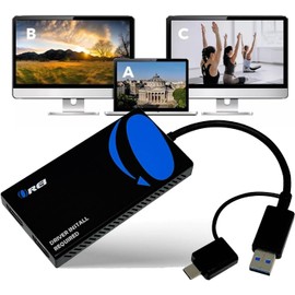 OREI SplitExtend HDMI Splitter Extended Display for Dual Monitor - Multi-Monitor Display 3 Separate Screens - USB A & USB-C Adapter to HDMI 2.0, 4K@30Hz Output 1, 1080p Output 2 for Windows, Mac OS G