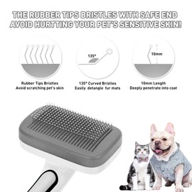 WOPQAEM Dogs Cats Self Cleaning Slicker Brush for Shedding & Grooming Any Breed of Pets, Remove Loose Undercoat Knots Mats Tangled Hair for Small Medium Large Animal With Long Short Fur Length-Grey