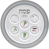 The Dreidel Company Passover Classic Silver Seder Plate, Melamine Silver