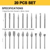 CaRoller Tungsten Carbide Burr Set, 1/8" Shank 20PC Double Cut
