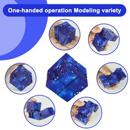 Infinity Cube Fidget Toy Stress Relieving Fidgeting Game for Kids and Adults,Cute Mini Unique Gadget for Anxiety Relief and Kill Time (Blue)
