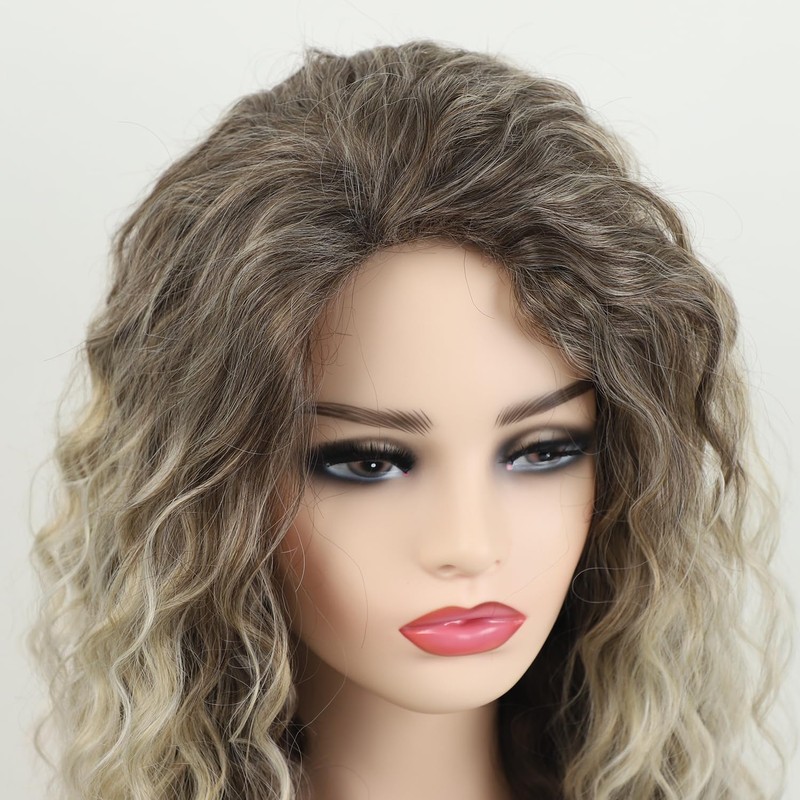 Ynuvigrate Long Curly Wavy Ash Blonde Wig for Women Daily