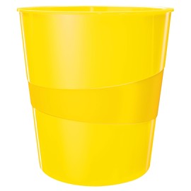 Leitz 52781016 15 Litre Waste Bin, Plastic, Wow Range, Yellow