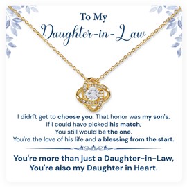 To My Daughter-in-law Necklace, Jewelry Gift For Birthday, Wedding, Anniversary, Christmas, Sentimental Daughter-in-law Jewelry From Mother-in-law Or Father-in-law (LED Luxury Box, 18k Yellow Gold)