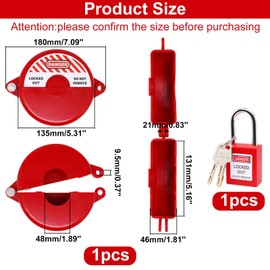 ZHMEINA Gate Valve Lockout with Safety Padlock, 1 Set Hose Bib Lock for Water Spigot/Outdoor Faucet Knob/Propane Tank/Gas Tank, Outdoor Faucet Lock for 2-1/2 to 5 in Dia Valve Handles (Red)