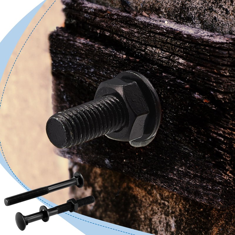 Zonon 12 Sets 1/2 x 4 Inch Black Carriage Bolt
