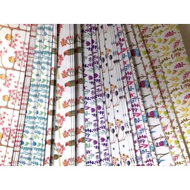 Patterned Paper Strips ~Froebel Stars, Weaving, Moravian, German Stars~ 50 strip pack~ (Spring Bird Branches, 3/4 inch)