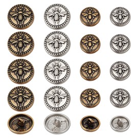 NBEADS 40 botones de metal clásico de 2 colores, botones de aleación de vástago de abeja de 15 mm/20 mm, botones a presión para coser jeans, trajes deportivos, chaquetas uniformes, agujero: 2 mm