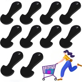 10Pcs Shopping Trolley Release Key,Shopping Key,Coin Unlock Token Key Ring,Black
