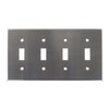 Leviton 4-Gang Toggle Device Switch Wallplate, Standard Size, 84012-40, Stainless