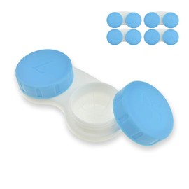 HAHIYO Contact Lens Case Box Holder Diameter 25mm Durable Leakproof Light Convenient Left/Right Eyes Contact Lens Container Soak Storage Kit for Storing Small Items Travel Blue 5 Pack