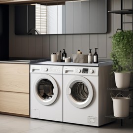 Life Finds Washer Dryer 54 inch Countertop with Safety Ledge for Laundry Room Organization, Black Marble Pattern, LF-WDCT1BM