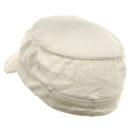 Washed Cotton Fitted Army Cap-White S-M