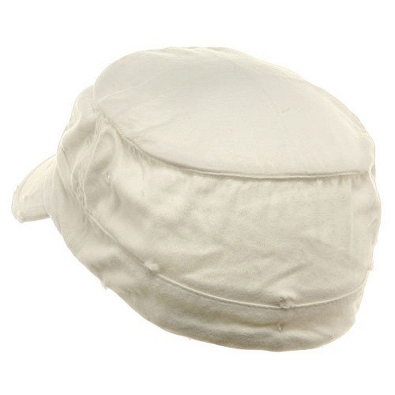 Washed Cotton Fitted Army Cap-White S-M