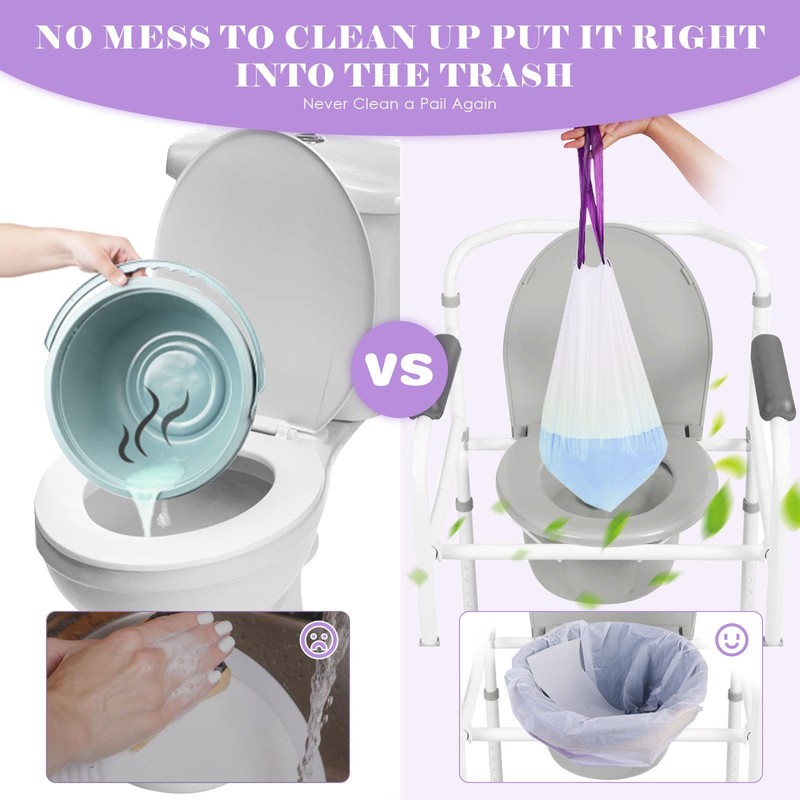 Elzrghs Commode Liners for Bedside Commode, Portable Toilet, Bed Pan,