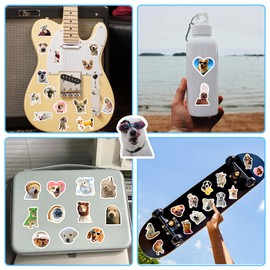 60 Pcs Funny Meme Dogs Stickers for Water Bottles, Cute Puppy Pet Animals Waterproof Vinyl Laptop Decals, Scrapbook Guitar Luggage Phone Skateboard Decor
