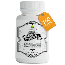 Chicory Root Supplement 160 Capsules – Natural Herbal Prebiotic Fiber Support for Digestive Health, Immune System, Healthy Gut Flora, and Overall Wellness