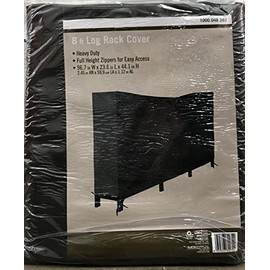 8 Foot Black Log Rack Cover, 96.7” Wide X 23.6” Long X 44.1” High, Full Height Zippers for Easy Access