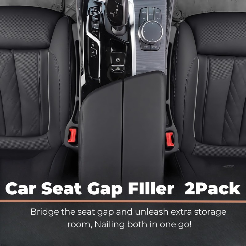 Car Seat Gap Filler 2 Pack, Dual-Slot Gap Plug No-Drop