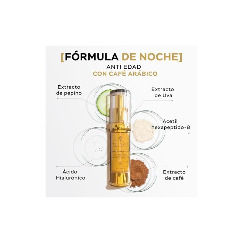 Vitasei Contorno de Ojos Noche, Cafeína, Hexapéptidos, Ácido Hialurónico