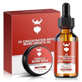 MistySprite Kit para el crecimiento de la barba: concentración 2X de biotina para hombres, ingredientes naturales con aceite de argán, aceite de jojoba y vitamina (vainilla)