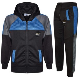 A2Z 4 Kids Boys Girls Tracksuit Sports Jogging Suit A2Z Original Badged - T.S Mesh 304 Black 7-8