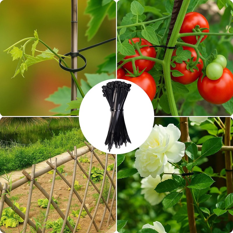 AGT Set of 200 UV Resistant Cable Ties with Base,