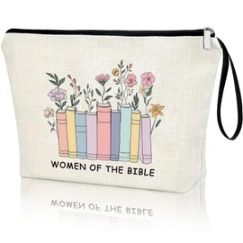 APAKUTA Boho Women of the Bible Floral Book Religious Christian Gift for Women Faith Christian Artwork Makeup Bag Zipper Cosmetic Case Pouch
