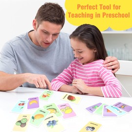 Femtos Flash Cards English Words Set of 6 (216 Pieces) Basic English Words English Flash Cards (Animals, Fruits, Vegetables, Daily Items, Vehicles, Body Parts) Toddler Preschool Elementary School