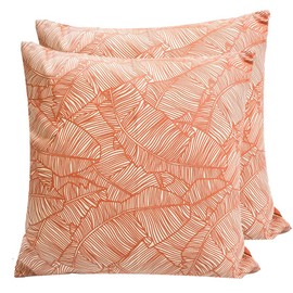 Viste tu hogar Pack of 2 Cushion Covers 70% Cotton 30% Polyester Hand Embroidery Zip Modern Design Light Brick 45 x 45 cm