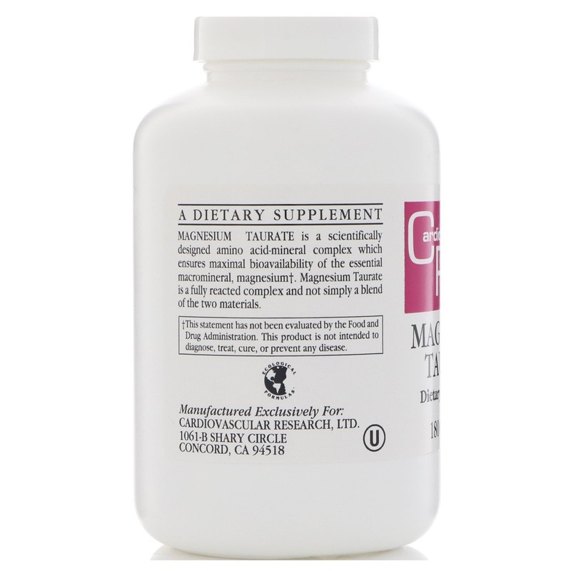 Cardiovascular Research Magnesium Taurate 125 mg, Creamy White, 180 Capsules