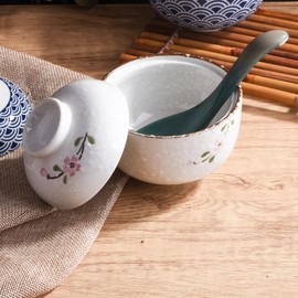 Japanese Ceramic Soup Bowl with Lid Traditional Rice Bowl with Cover (YH)